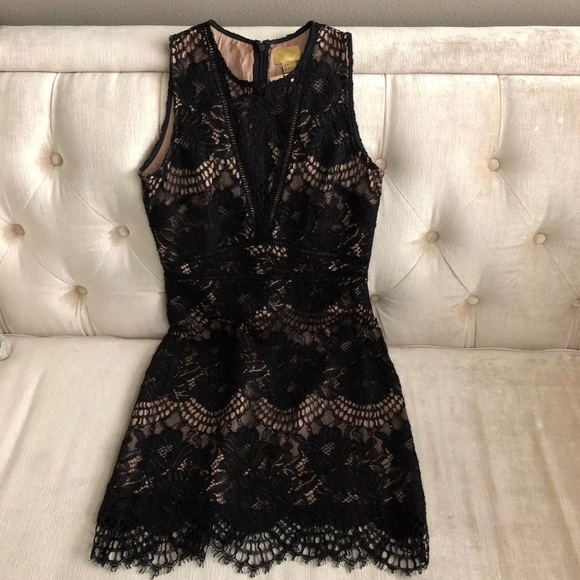 H&M Dresses & Skirts - NWT H&M By Night Black Lace Nude Dress, Size 6